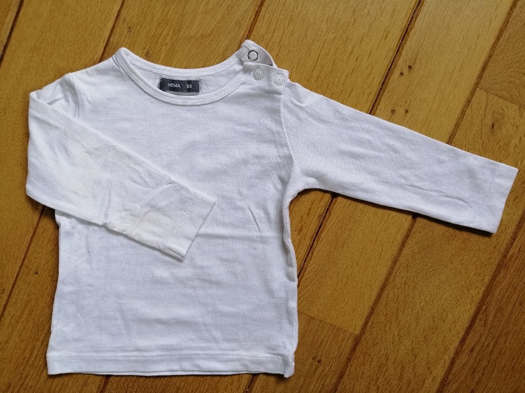 HEMA t- shirt lange mouw wit maat 68 - nieuw -, Jongetje of Meisje, Nieuw, Ophalen of Verzenden, Hema