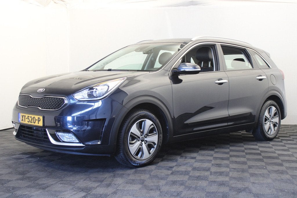 Kia Niro 1.6 GDi Hybrid DynamicLine (bj 2019, automaat), Auto's, Kia, Gebruikt, Blauw, Leder en Stof, Origineel Nederlands