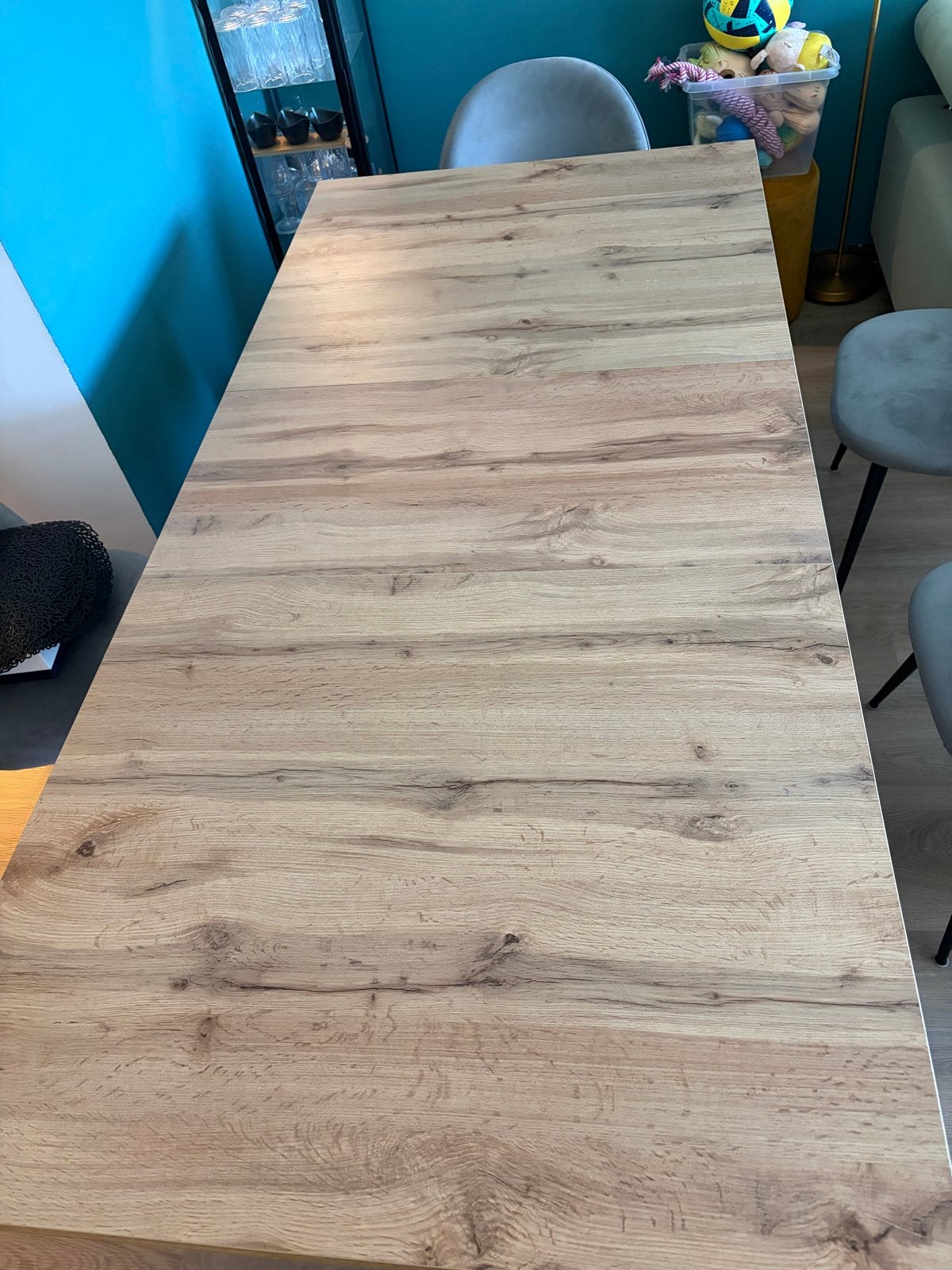 Uitschuifbare eettafel Jysk MARKSKEL - Eikenhout look, Ophalen, 100 tot 150 cm, 50 tot 100 cm, Zo goed als nieuw