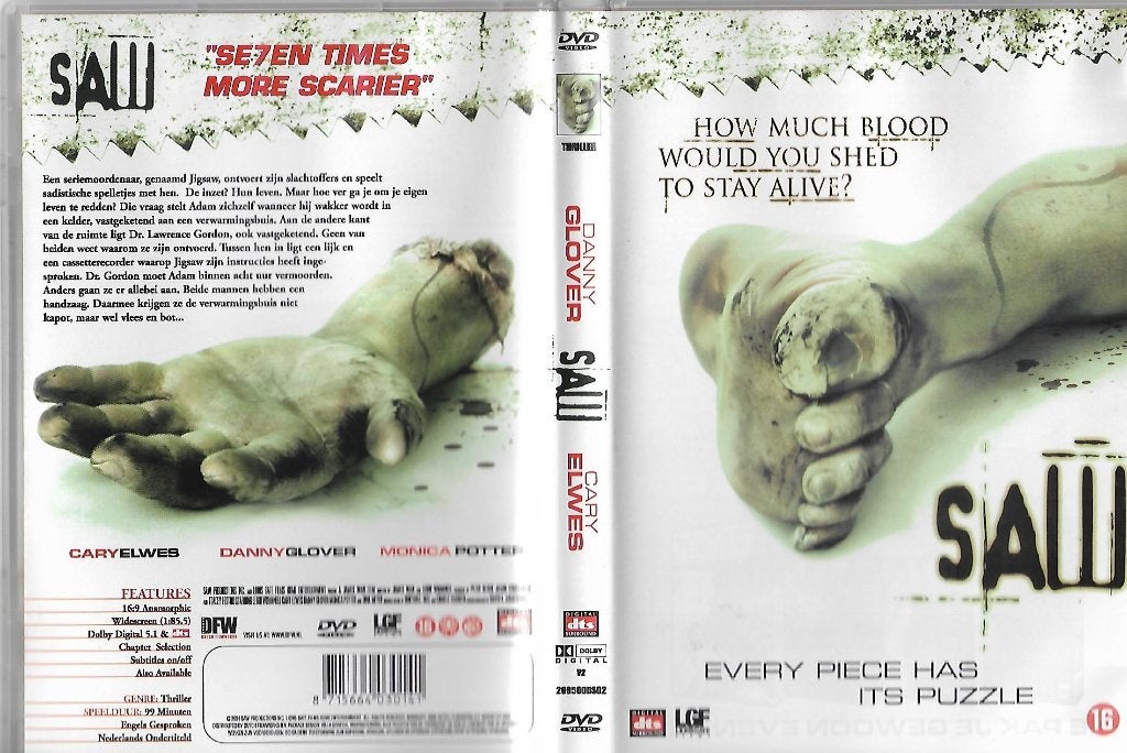 Dvd Saw, deel 1., Cd's en Dvd's, Dvd's | Horror, Vanaf 16 jaar, Ophalen of Verzenden, Nieuw in verpakking, Slasher