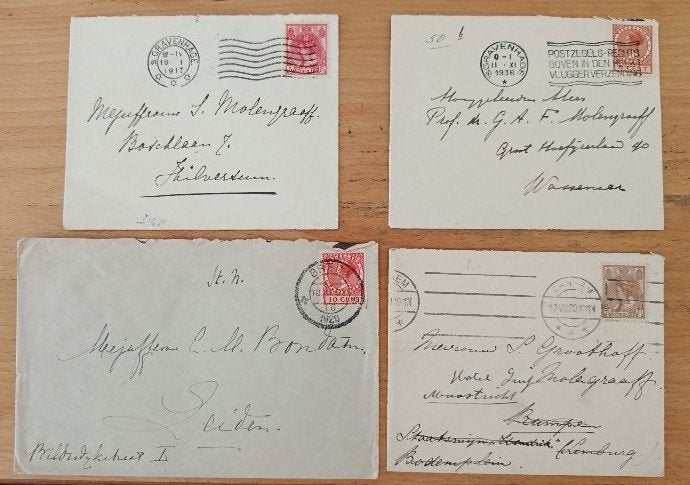 4 oude enveloppen, Postzegels en Munten, Verzenden, T/m 1940, Gestempeld