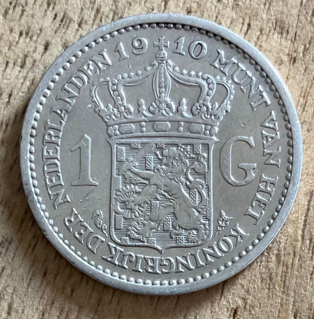 1 gulden 1910 Wilhelmina, Ophalen, 1 gulden, Zilver, Koningin Wilhelmina