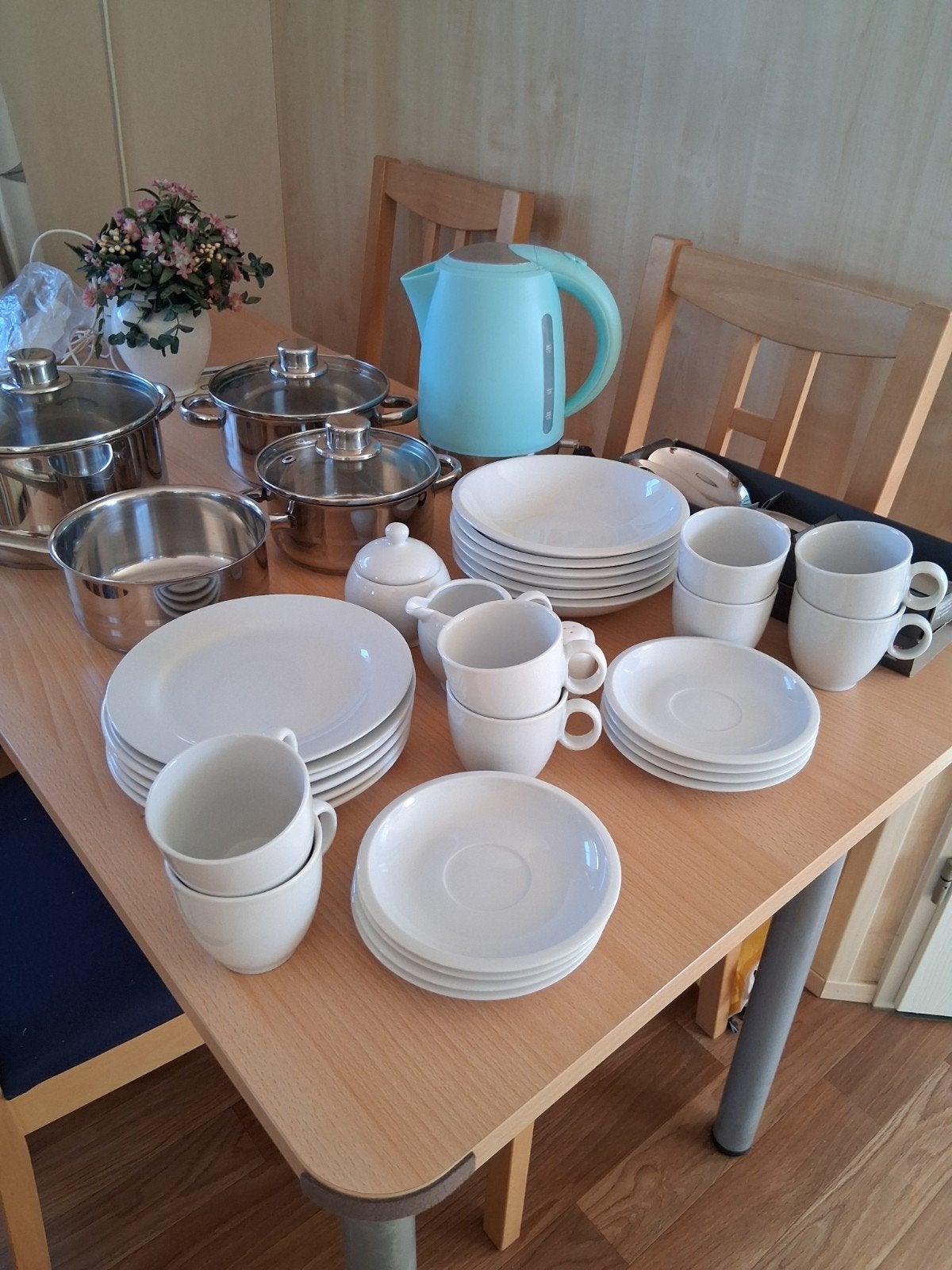 Servies  Pannenset en Waterkoker, Ophalen, Rvs, Pannenset