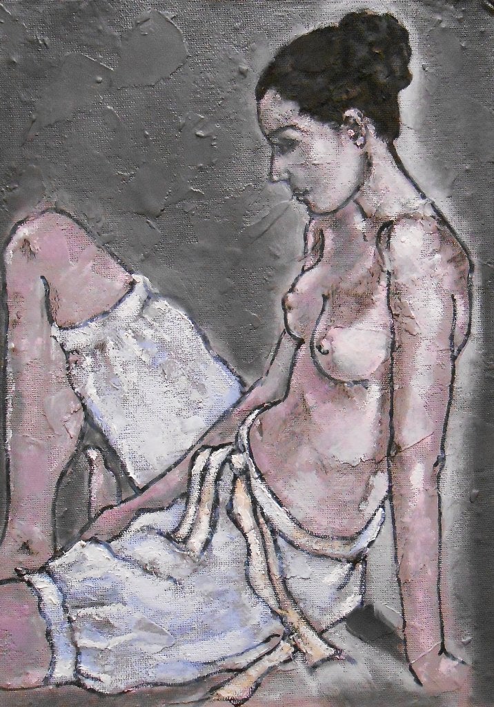 "Ballerina", Verzenden, Olieverf, Passe-partout, Portret