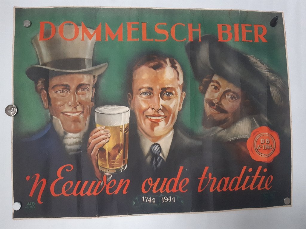 Originele Poster Dommelsch Bier Drommelen, Gebruikt, Rechthoekig Liggend, Ophalen of Verzenden, A1 t/m A3