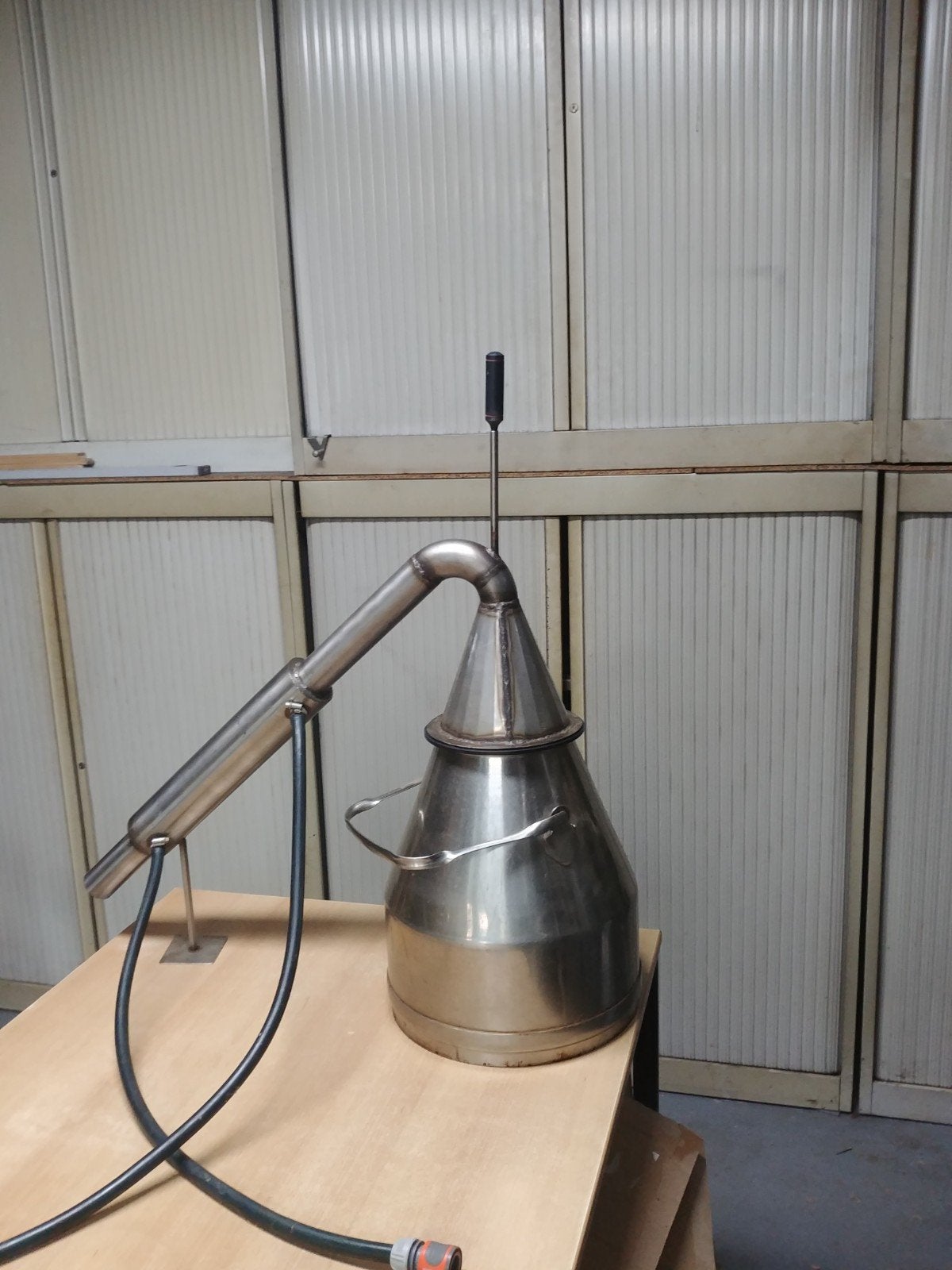 Alambiek 20 liter met zelf geconstrueerde liebig koeler, Ophalen, Gebruikt