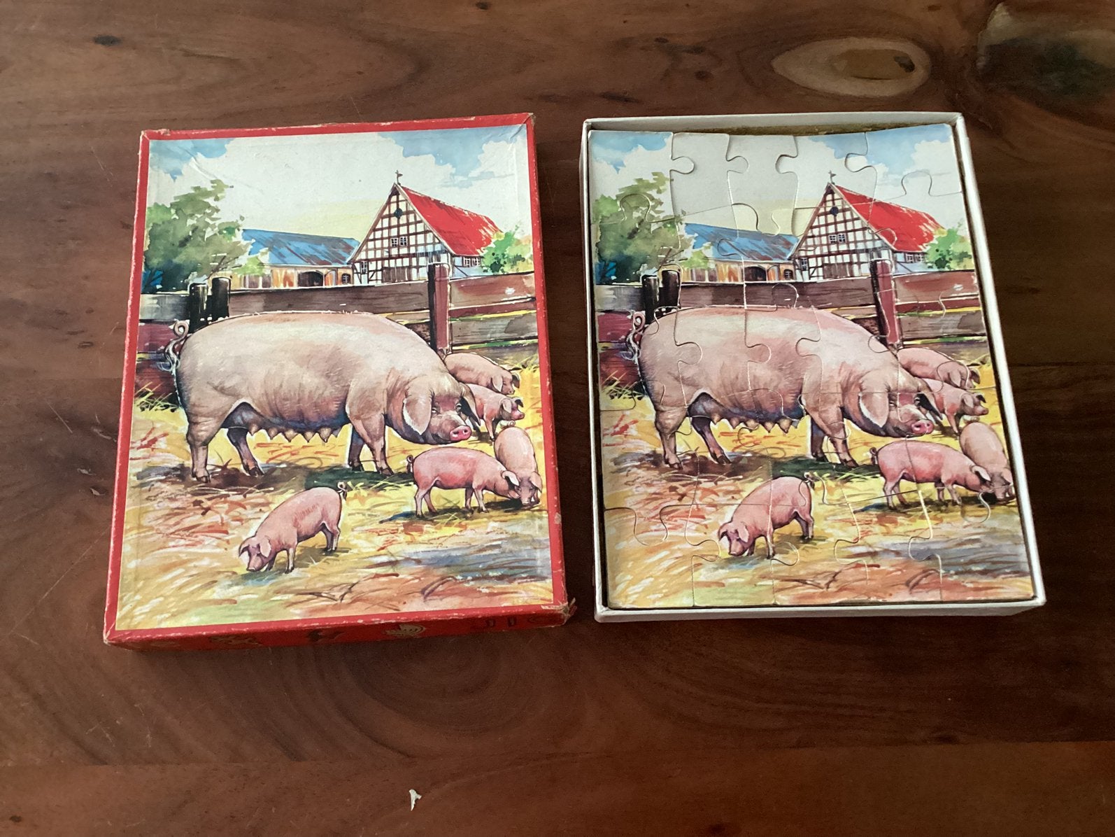 Vintage puzzel varken met biggen. Merk Kolibri, Ophalen of Verzenden