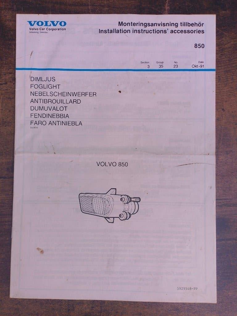 Volvo 850 dealer werkplaatsboek Inbouw handleiding mistlicht, Verzenden, Gelezen, Volvo