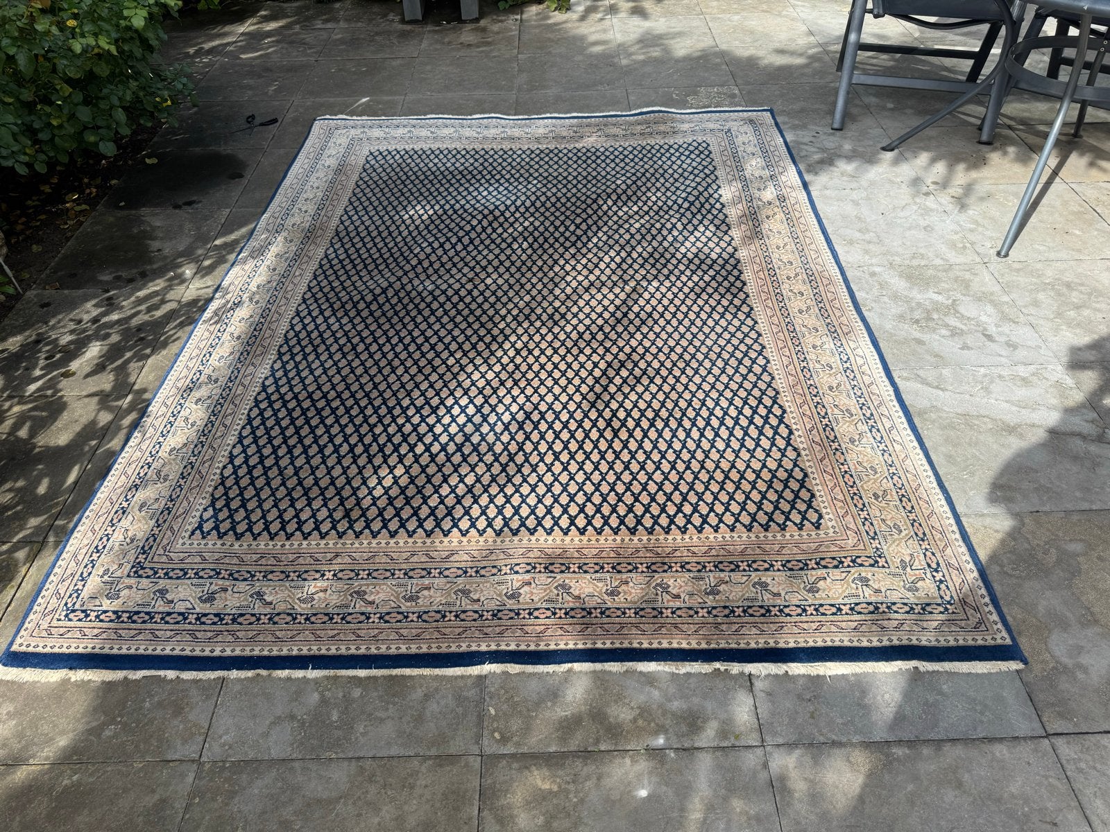 Orgineel handgemaakt Perzisch tapijt  'Mir', Huis en Inrichting, Ophalen, Gebruikt, Blauw, 200 cm of meer