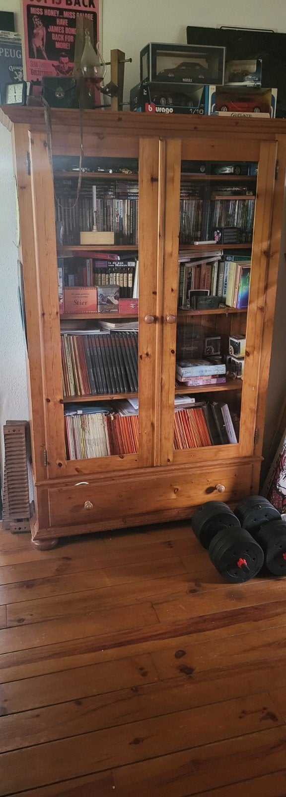Mooie grenen boekenkast met deuren en lade, Ophalen, Gebruikt, 200 cm of meer, Grenenhout