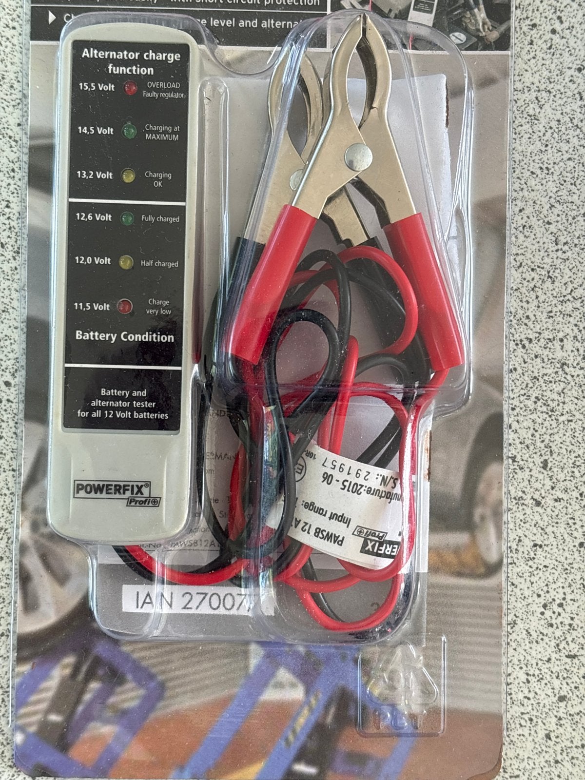 Nieuwe Powerfix Accu & Dynamo Tester 12V - In Verpakking, Nieuw