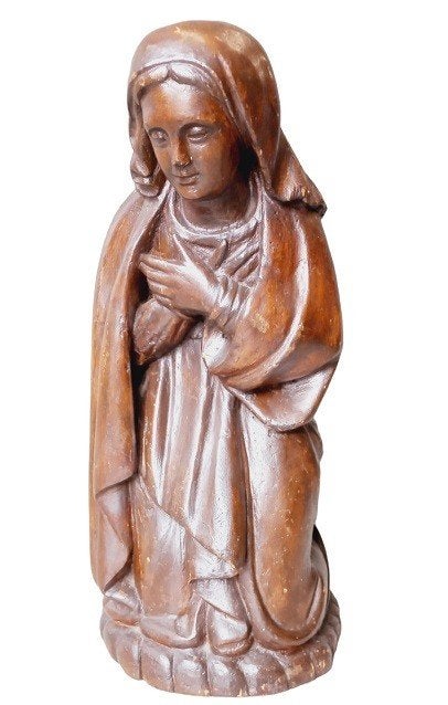 Beschrijving houten Maria beeld, Antiek en Kunst, Ophalen of Verzenden, Hout, Beeld