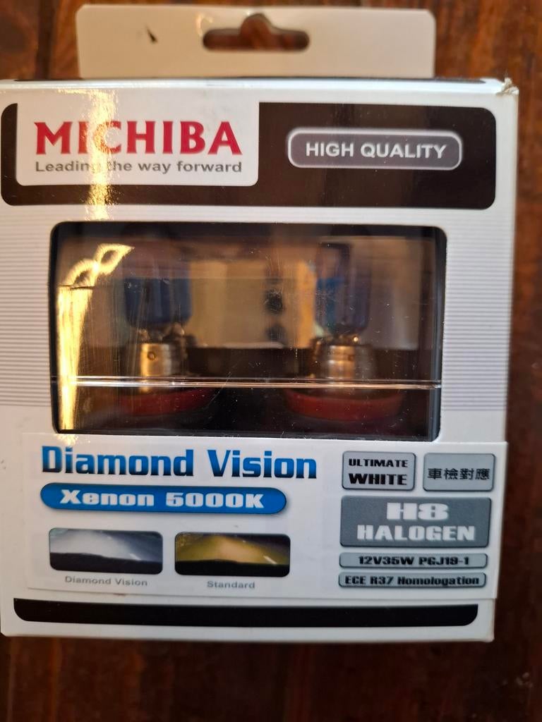 Michiba Diamond Vision Xenon 5000K H8 Halogeen Lampen, Ophalen of Verzenden, Nieuw