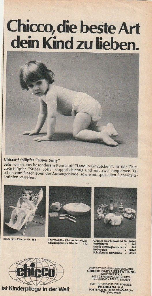 Retro reclame 1969 Chicco baby luiers plastic broekjes, Verzenden, Overige typen