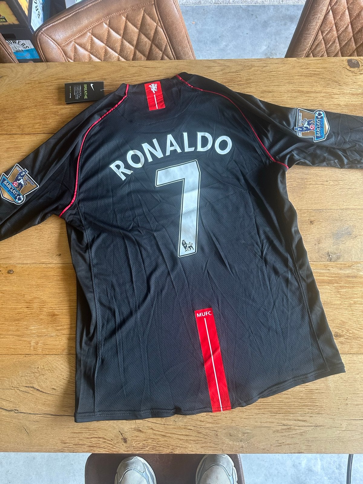 Man Utd 2007/08 Uitshirt Ronaldo #7 Longsleeve CL Winnaar, Verzenden, Wit, Overige maten, Zo goed als nieuw