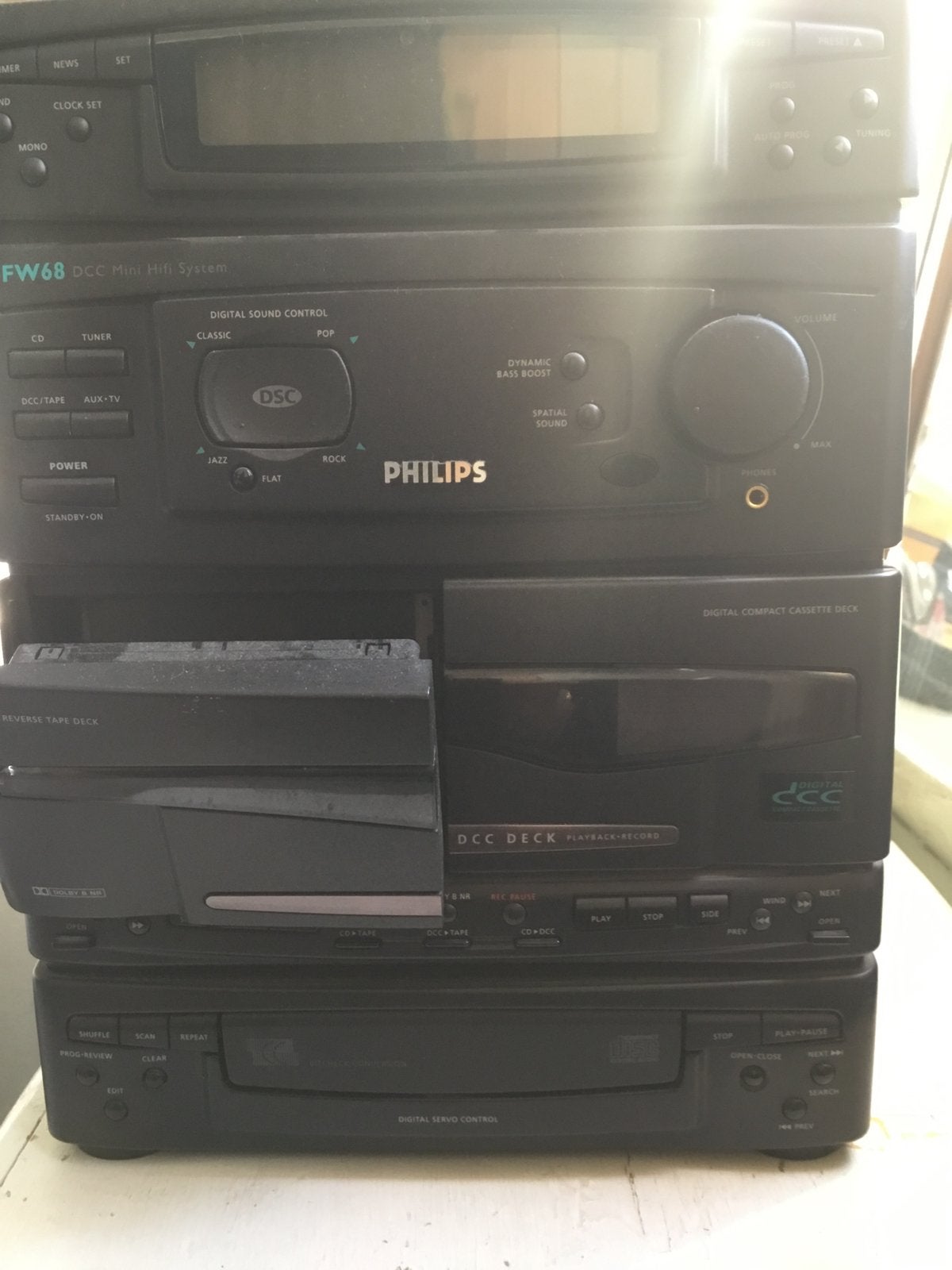 Philips stereotoren FW68//2B vintage plus 2 goede boxen, Ophalen, Gebruikt, Philips