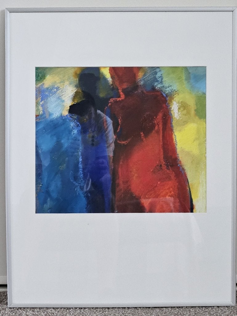 KLEURRIJK MODERN SCHILDERIJ VROUW FIGUUR., Ophalen