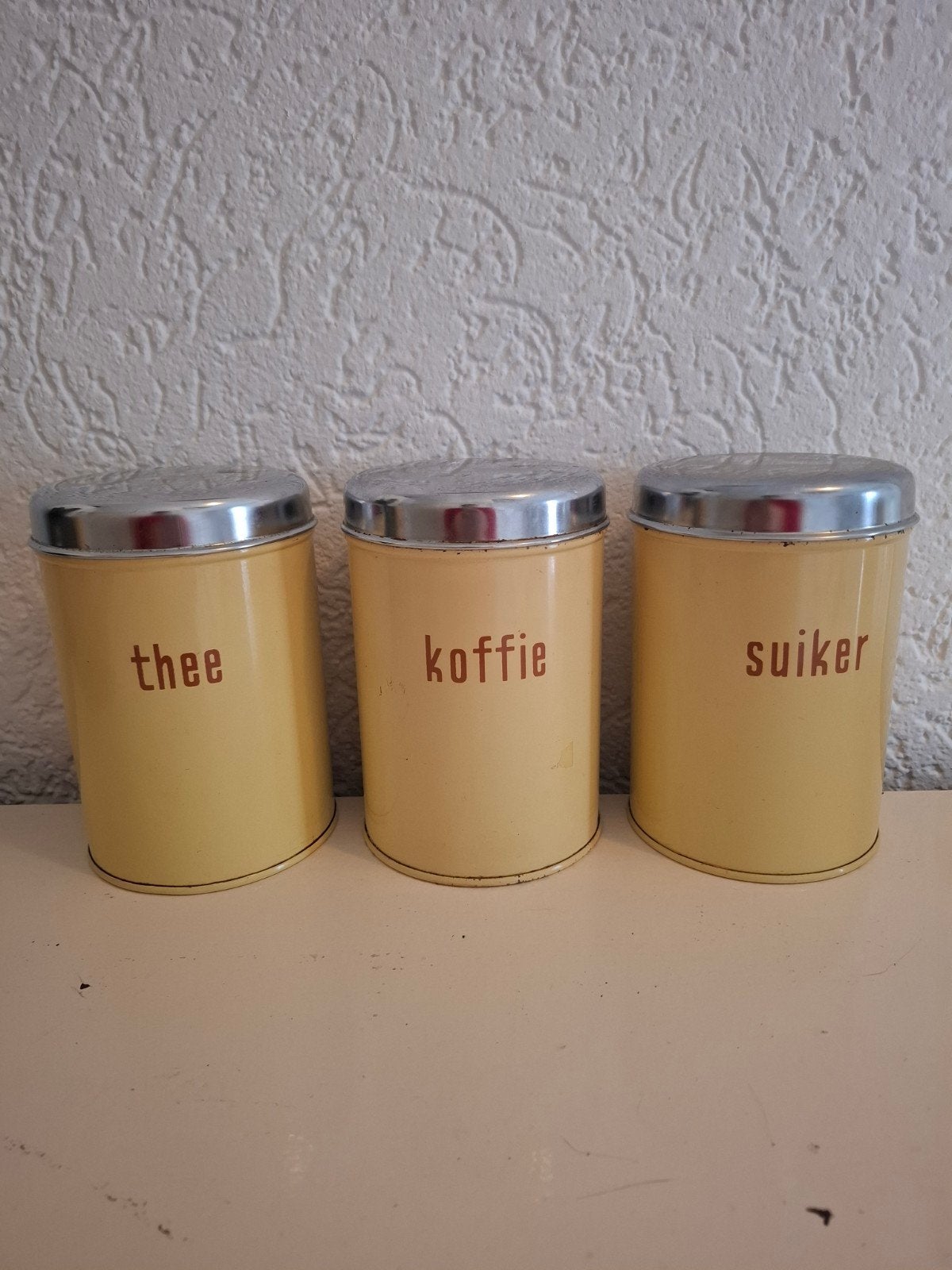 Brabantia bussen blikken beige thee koffie en suiker, Ophalen of Verzenden, Gebruikt