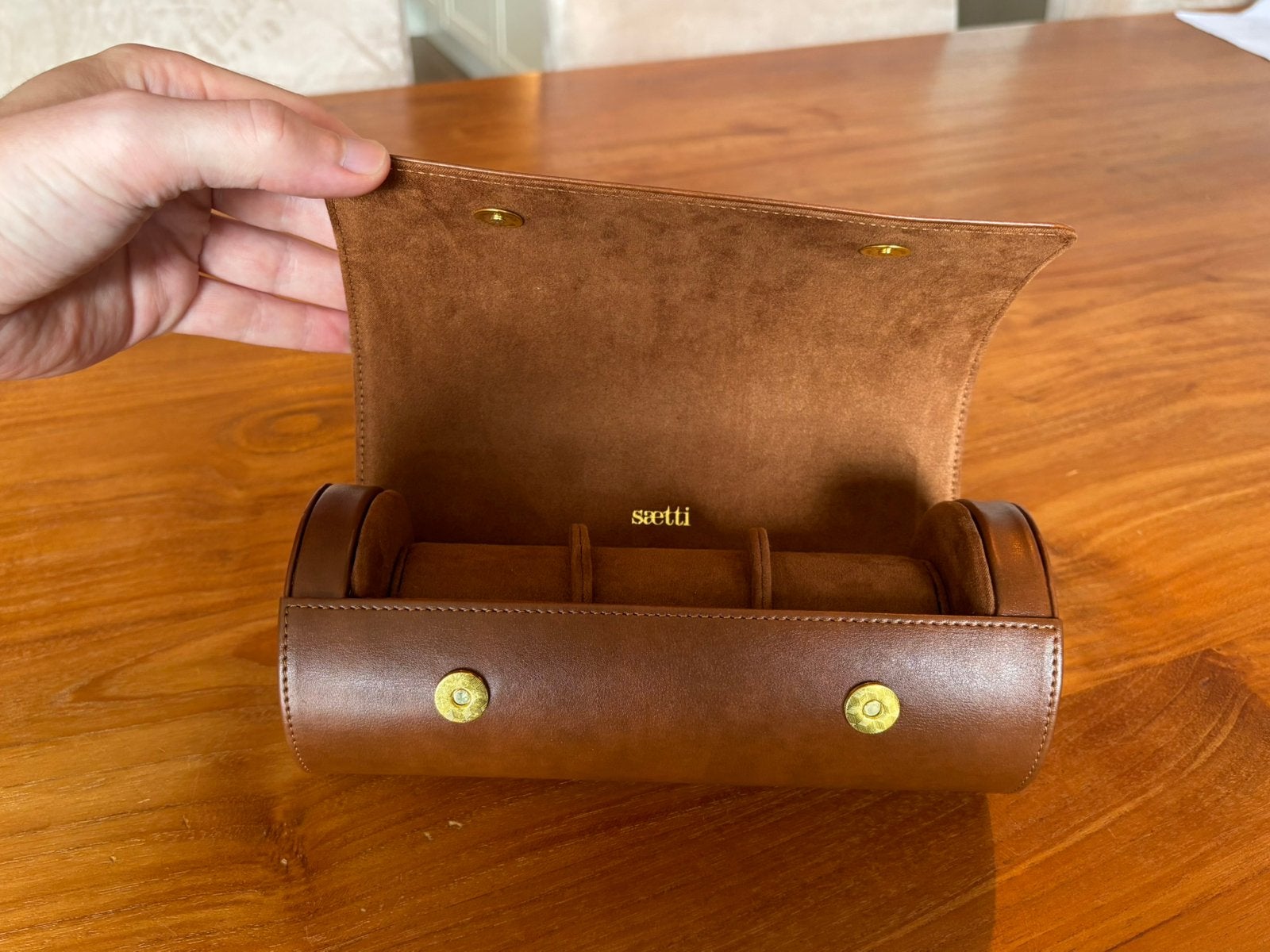 Saetti horlogedoos / reisetui voor 3 horloges, Sieraden, Tassen en Uiterlijk, Horloges | Heren, Ophalen of Verzenden, Nieuw, Overige materialen
