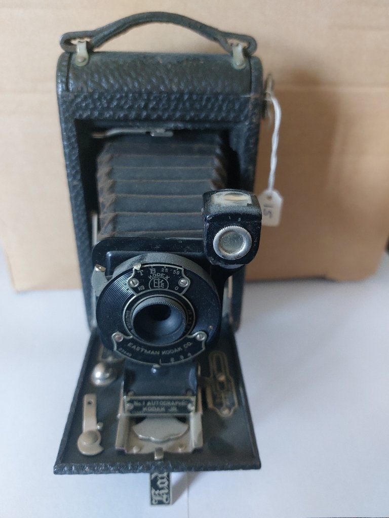 Antieke Kodak Junior No. 1A Autographic vouwcamera+tas (15), Ophalen of Verzenden, Voor 1940, Fototoestel