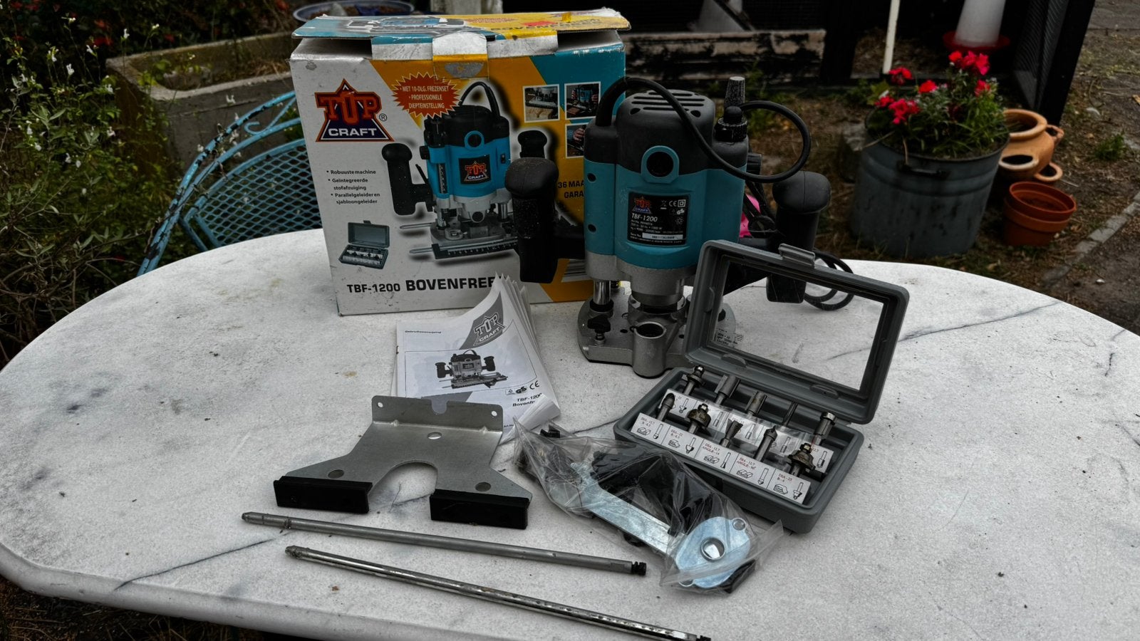 Topcraft TBF-1200 bovenfrees set, Ophalen, Zo goed als nieuw, Elektrisch, Bovenfrees
