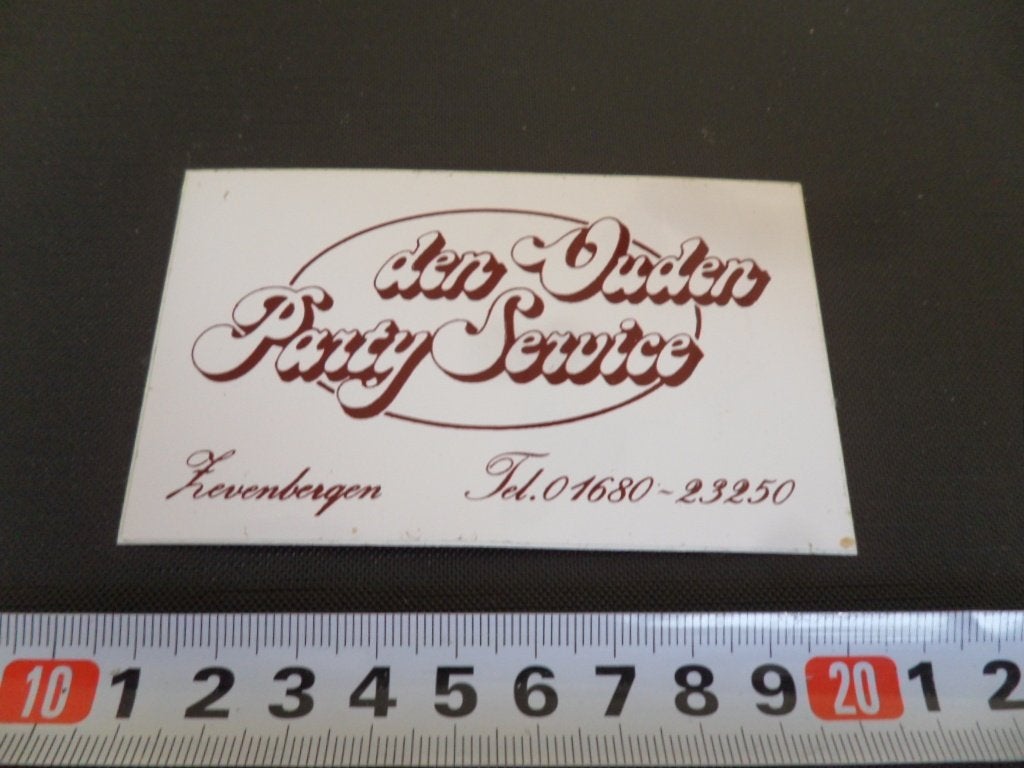 sticker zevenbergen DEN OUDEN party service *, Ophalen of Verzenden, Zo goed als nieuw