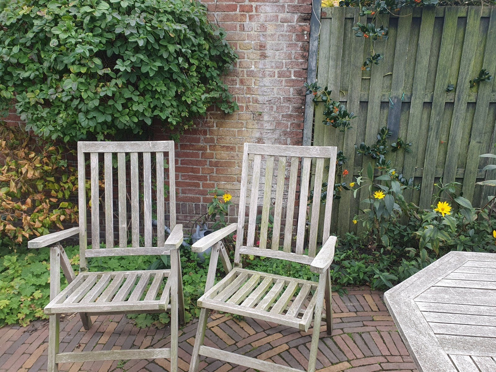 4  houten Tuinstoelen, Tuin en Terras, Ophalen, Gebruikt, Hout