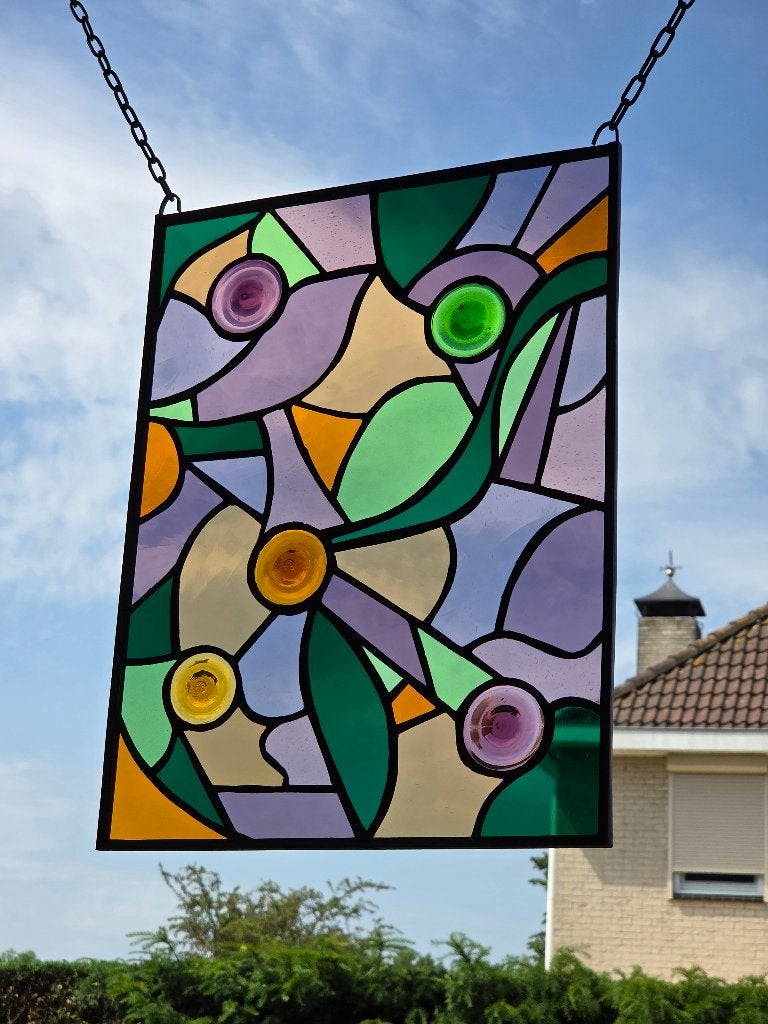 raamhanger glas in lood (antiek mondgeblazen glas), Ophalen of Verzenden, Nieuw, Glas