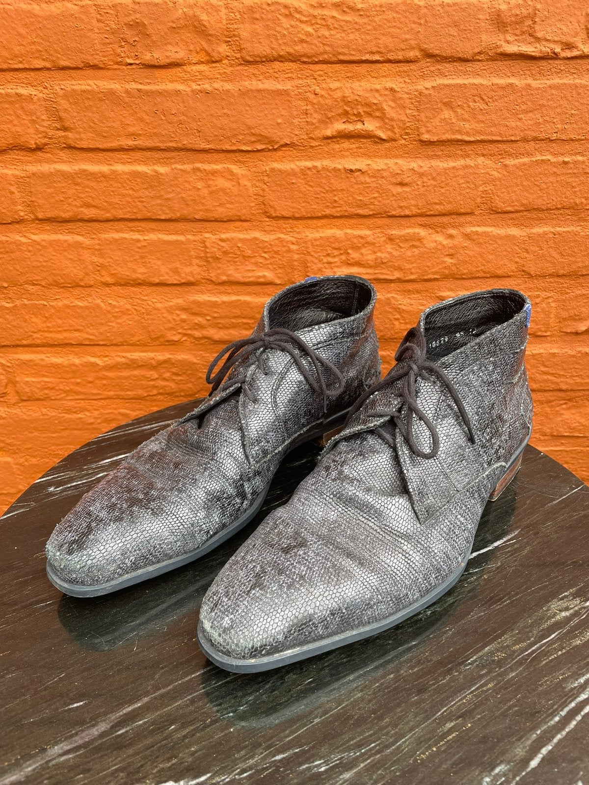 Floris van Bommel Veterschoen Maat 10 (44,5) Lizardprint, Kleding | Heren, Schoenen, Ophalen of Verzenden, Gedragen, Zwart, Veterschoenen