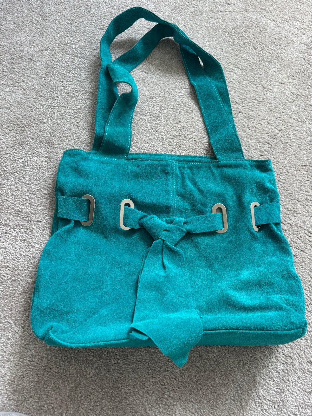 Nieuwe turquoise suede tas, Ophalen of Verzenden, Nieuw, Blauw, Overige typen