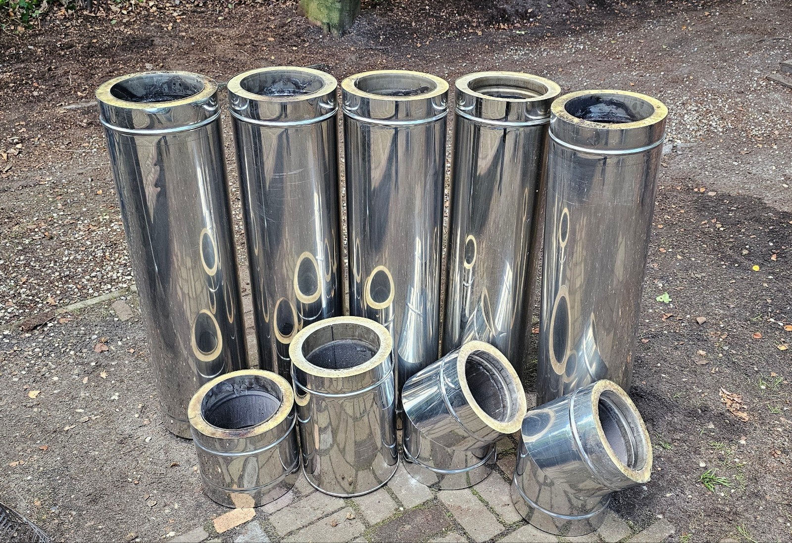 RVS dubbelwandige rookafvoerbuizen, Ophalen, Zo goed als nieuw, Hout, Inbouw