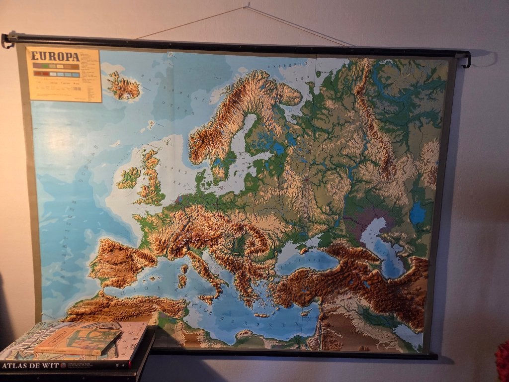 Grote Reliëfkaart Europa - Fysieke Wandkaart, Ophalen, Aardrijkskunde
