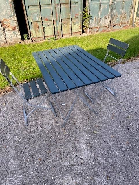 terras tafel met 2 stoelen, Ophalen, Gebruikt, Teakhout