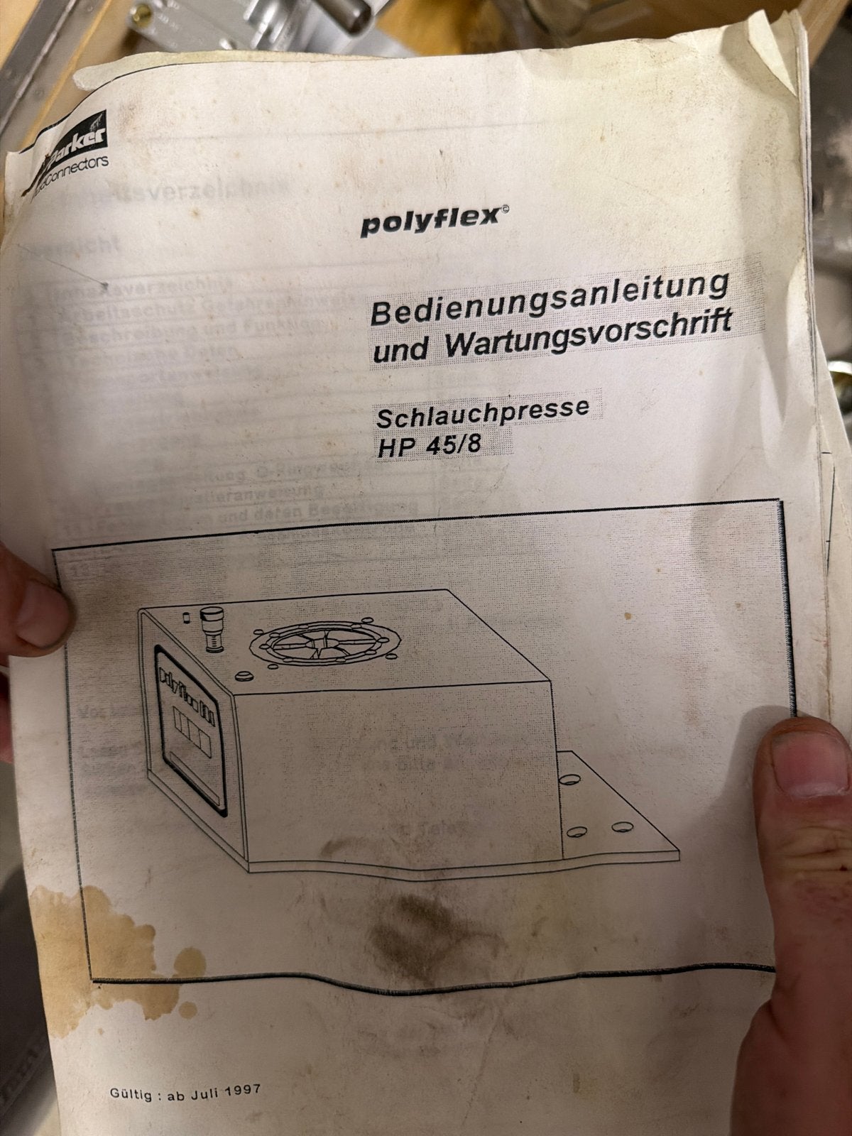Parker Polyflex Slangenpers HP 45/8 voor Hydrauliek, Ophalen