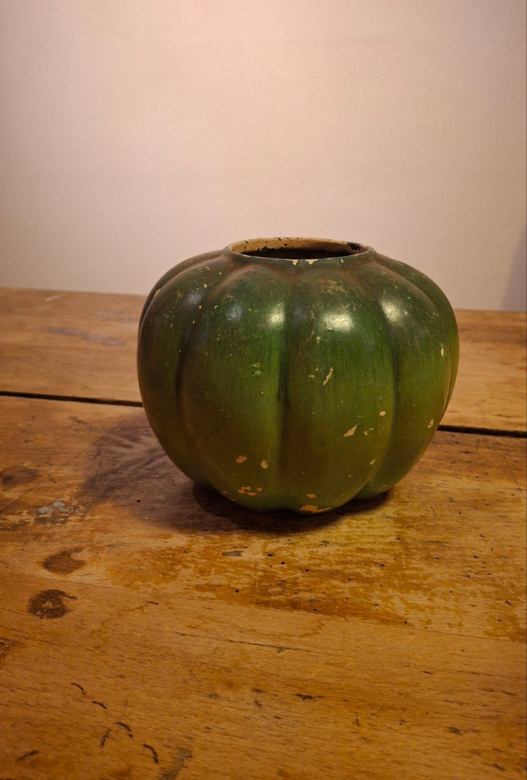 Vintage Groene Pompoen Vaas - Uniek Decoratiestuk, Ophalen of Verzenden