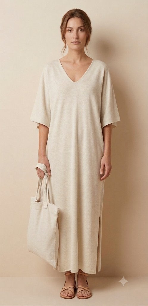 Speezys Offwhite Kaftan met Tas Luxury Resortwear One Size, Kleding | Dames, Speezys, Verzenden, Wit, Zo goed als nieuw