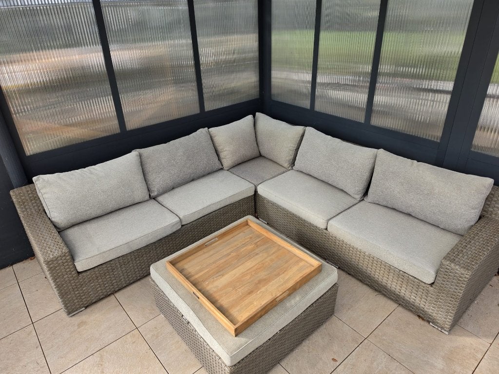 Loungeset, Tuin en Terras, Ophalen, 5 zitplaatsen, Kunststof, Gebruikt
