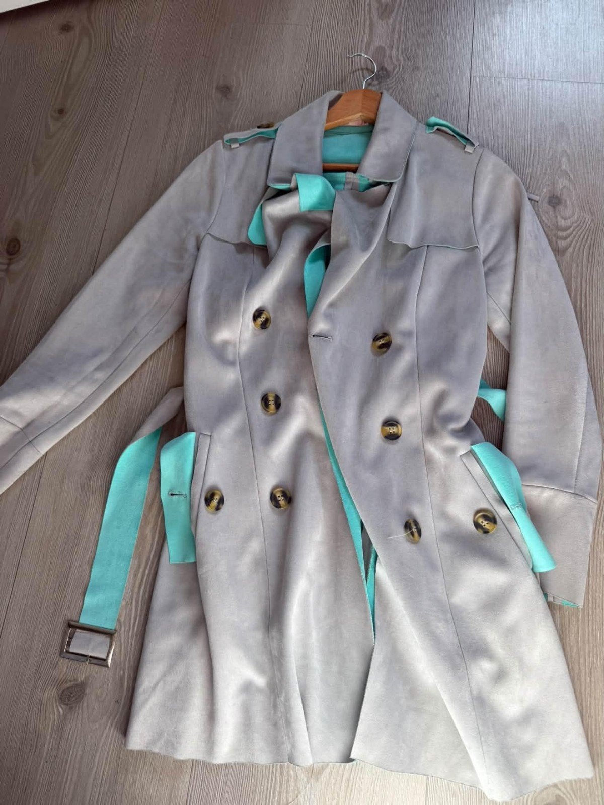 Stijlvolle damesjas met franjes - Grijs/Turquoise, Overige kleuren, Ophalen of Verzenden, Maat 36 (S), Onbekend