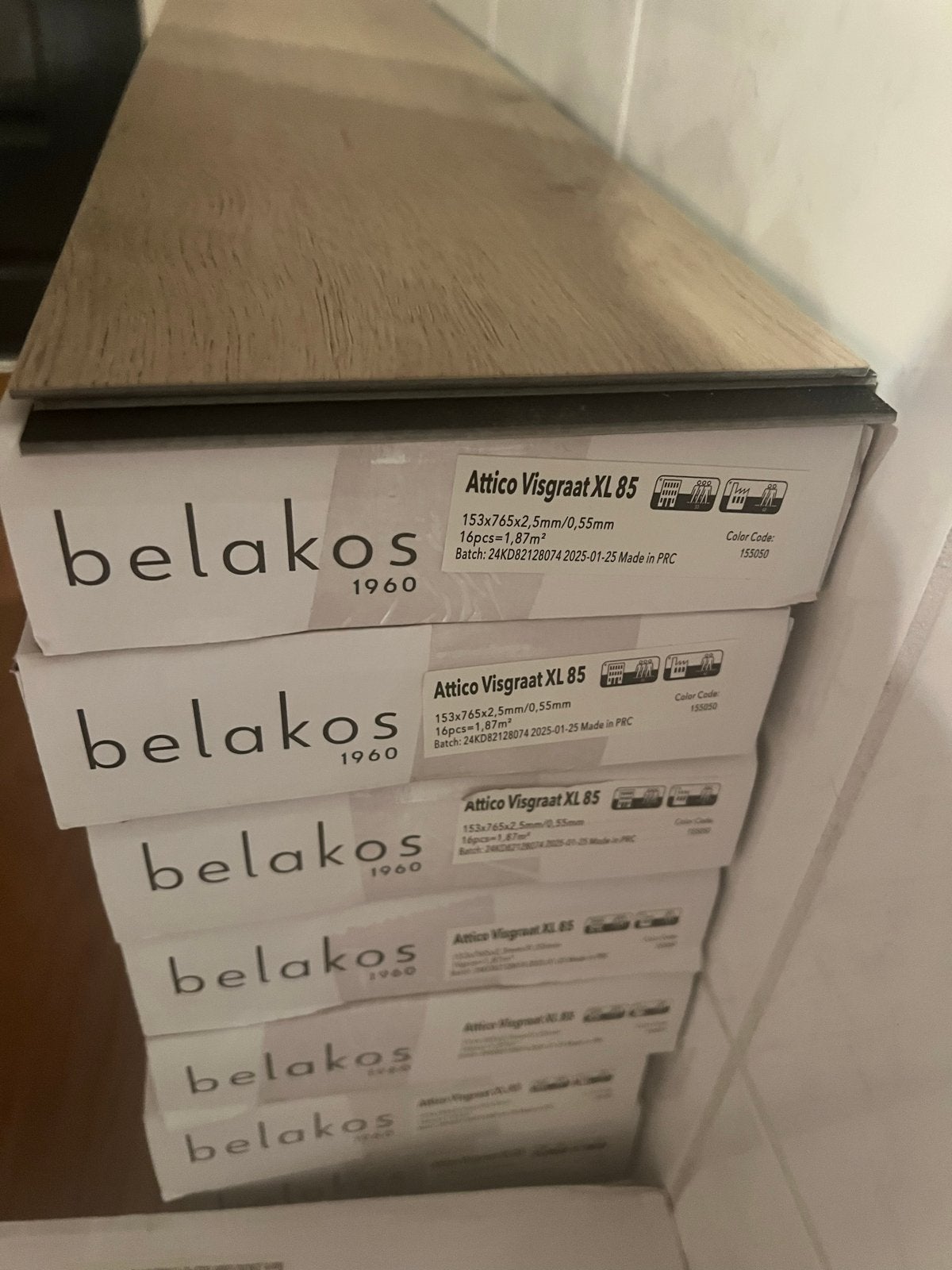 8 pakken Belakos Attico 85 XL Visgraat PVC Vloer - Nieuw, Ophalen, Kunststof, 50 tot 150 cm, Overige typen