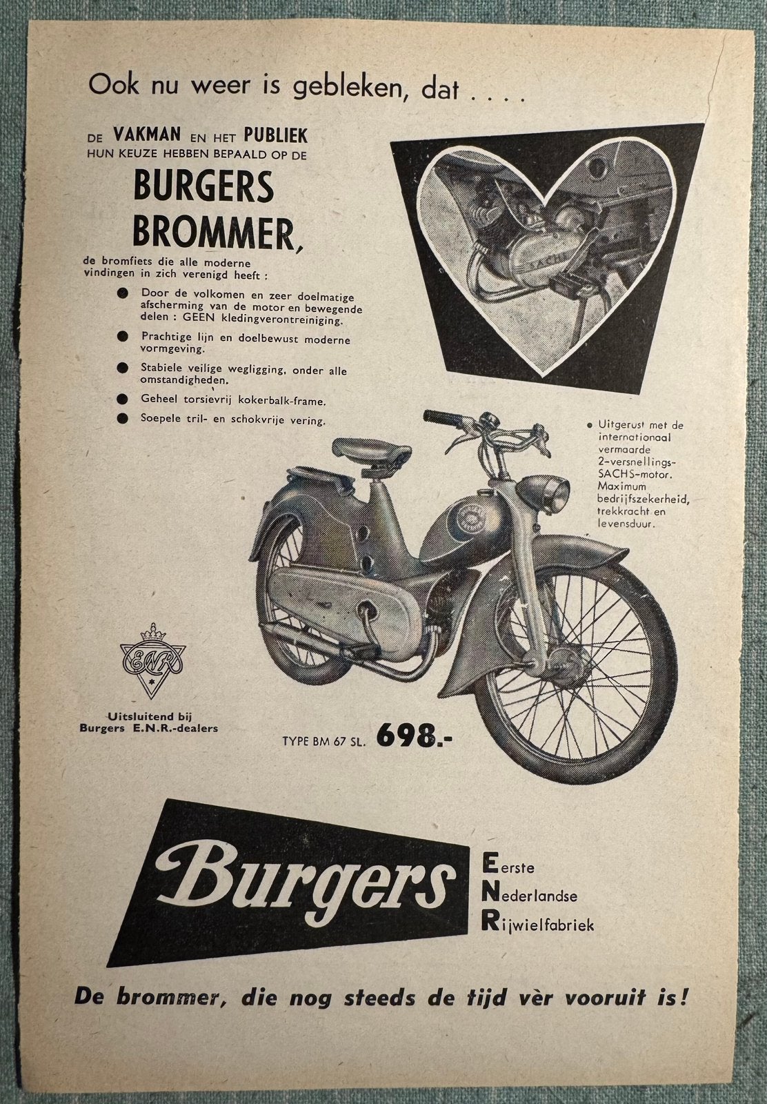Advertentie Burgers bromfiets BM 67 SL ENR, Ophalen of Verzenden, Zo goed als nieuw, Motoren