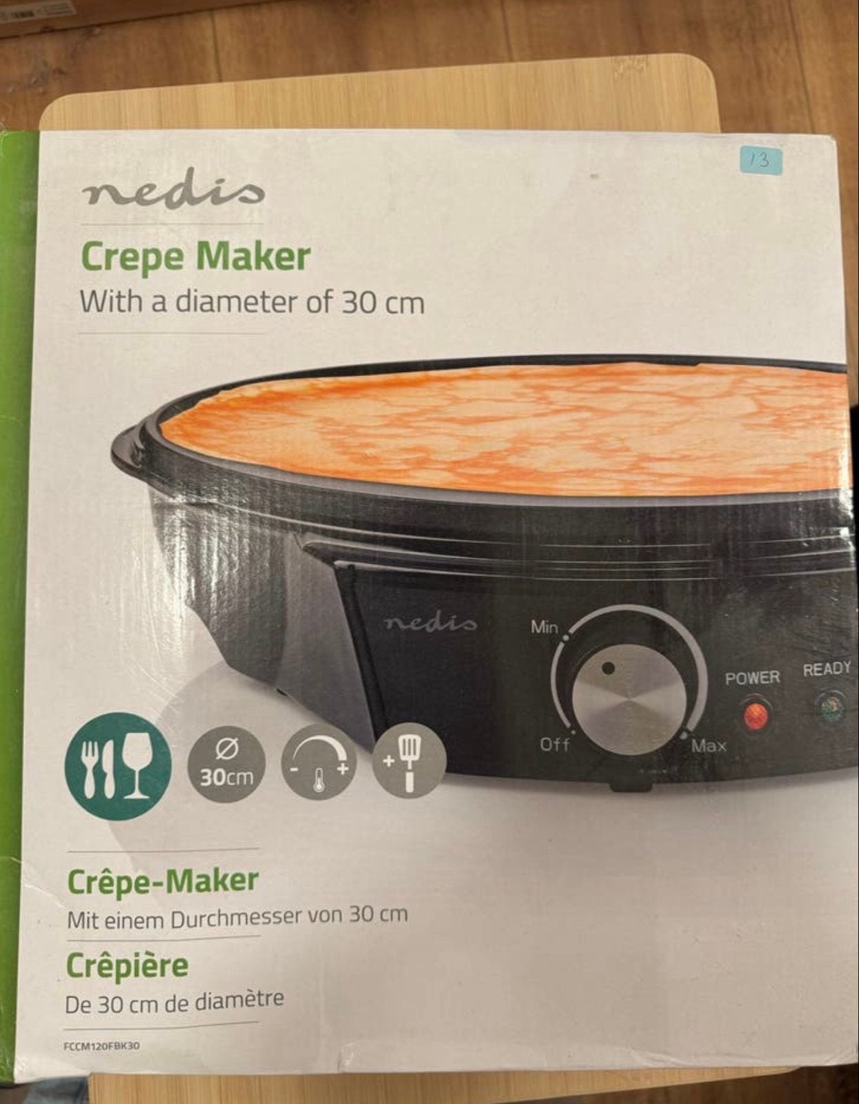 Nedis Crêpe Maker - 30 cm diameter, Ophalen, Nieuw