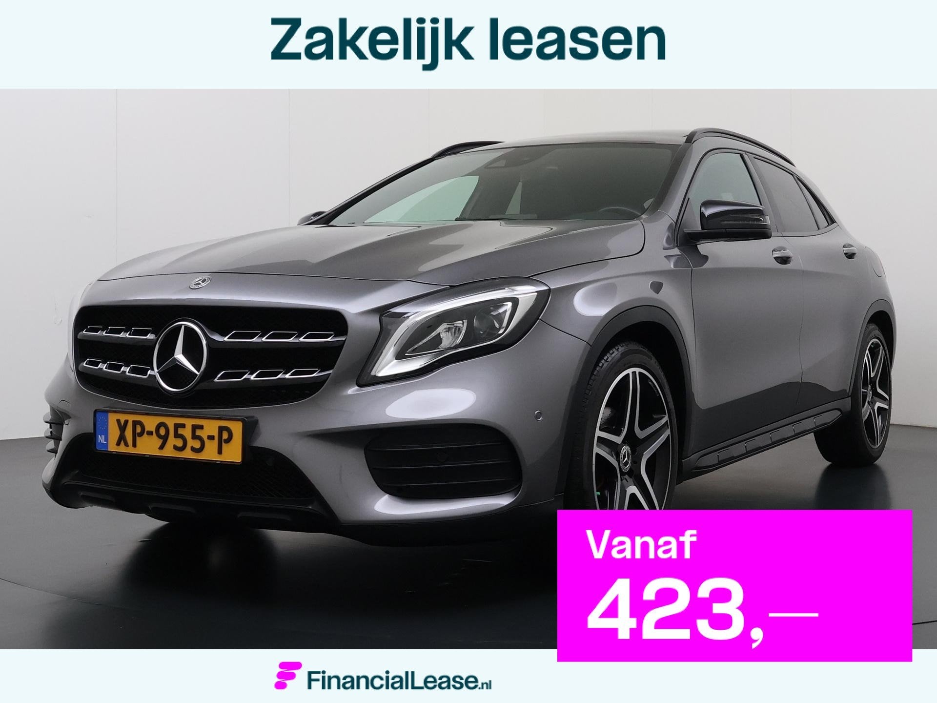 Mercedes-Benz GLA-klasse 180 Business Solution AMG Night Upg, Gebruikt, 4 cilinders, 715 kg, Leder en Stof