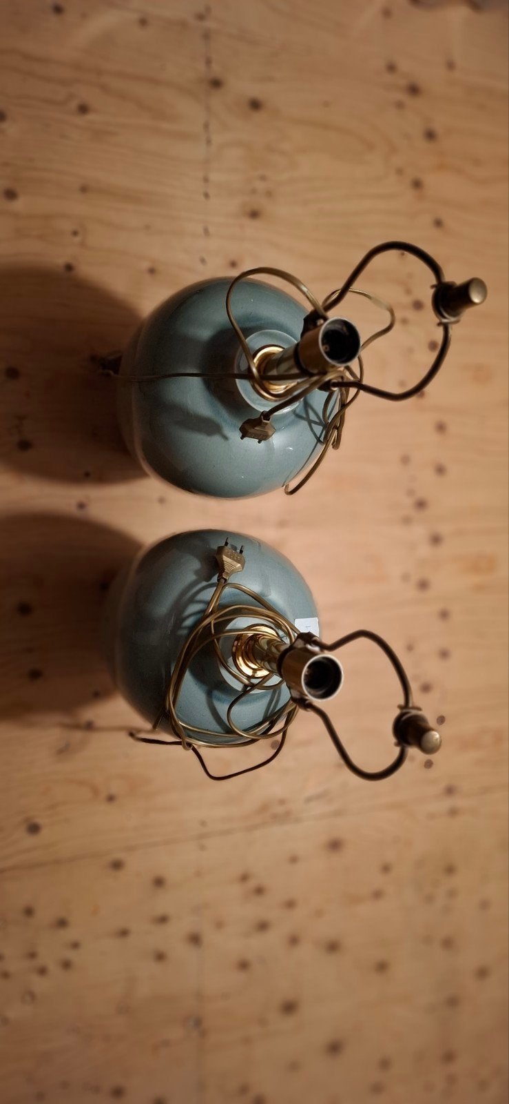 Te koop twee mooie keramieken licht groene lampen set., Ophalen, Zo goed als nieuw, Overige materialen