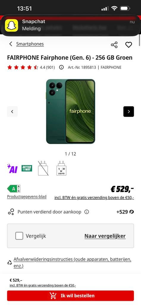 Fairphone bieden, Telecommunicatie, Ophalen of Verzenden, Zo goed als nieuw, 6 megapixel of meer, Overige modellen