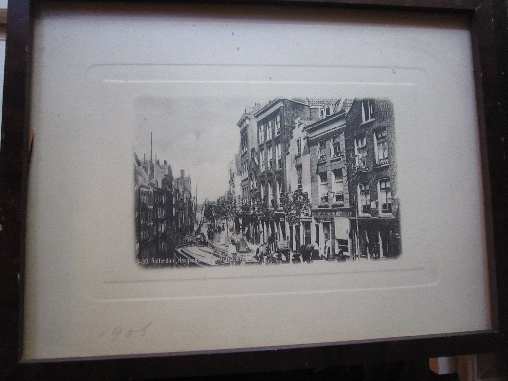 Oud Haagseveer Rotterdam, litho met gebroken glas, Ophalen of Verzenden