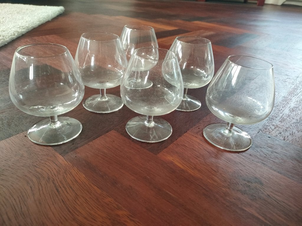 Vintage cognac glazen 6 stuks, Ophalen, Zo goed als nieuw, Overige typen