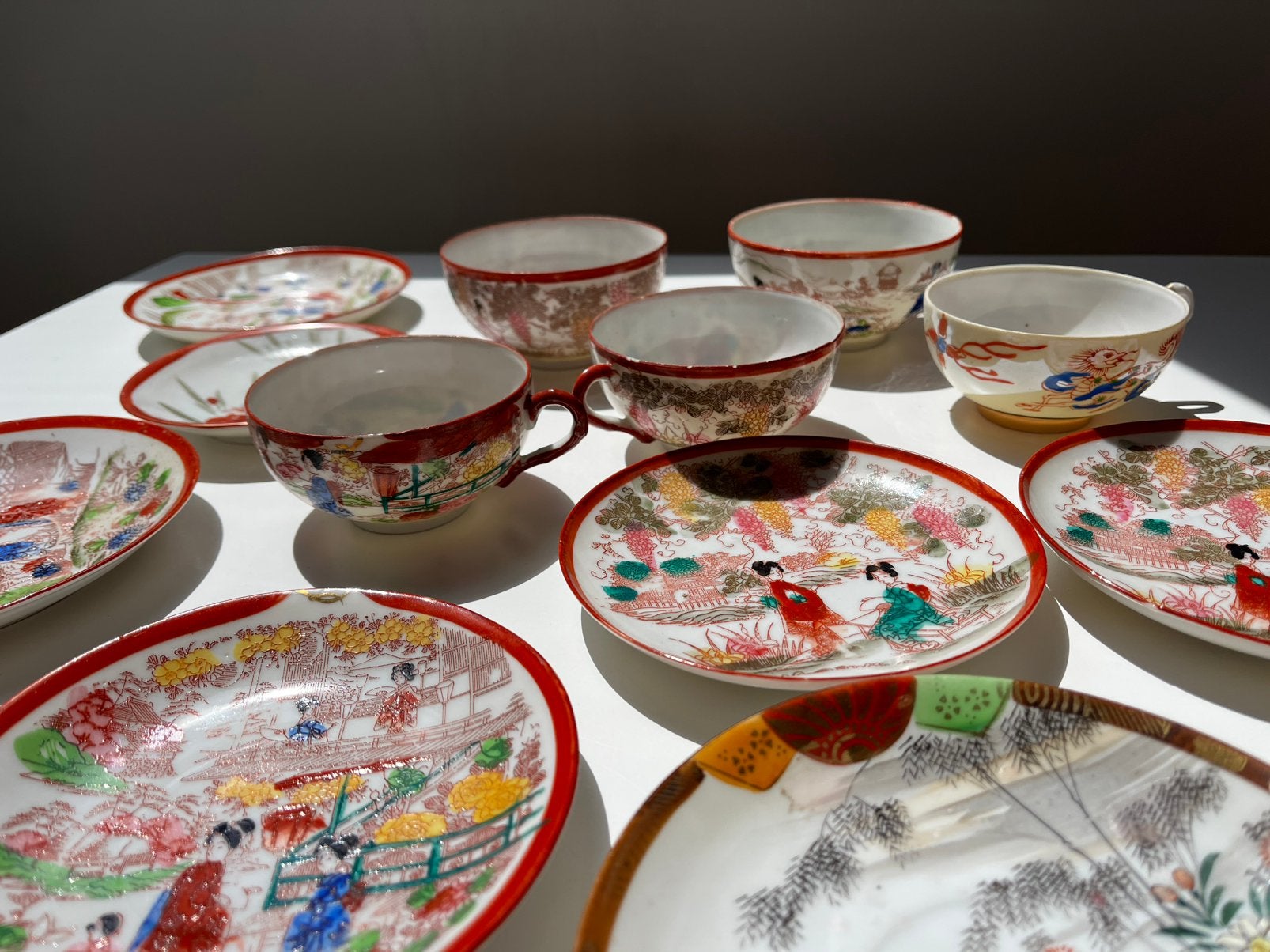 Reeks antiek Kutani japanese handpainted porcelain servies, Antiek en Kunst, Antiek | Servies compleet, Ophalen of Verzenden