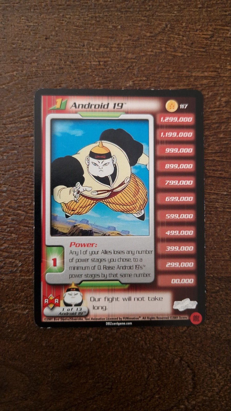 Dragon Ball Z Android 19 117 2001 origineel, Hobby en Vrije tijd, Verzamelkaartspellen | Overige, Ophalen of Verzenden, Zo goed als nieuw