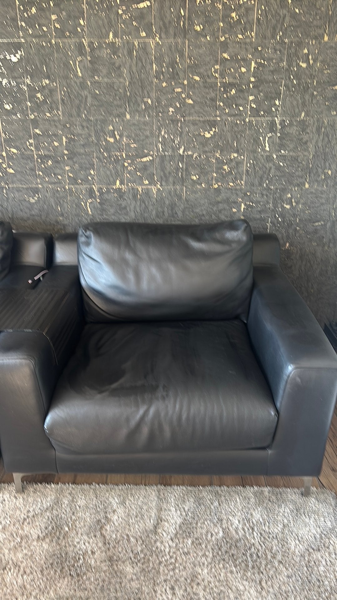 2 zwarte leren loveseats, Ophalen, Gebruikt, 100 tot 125 cm, Leer
