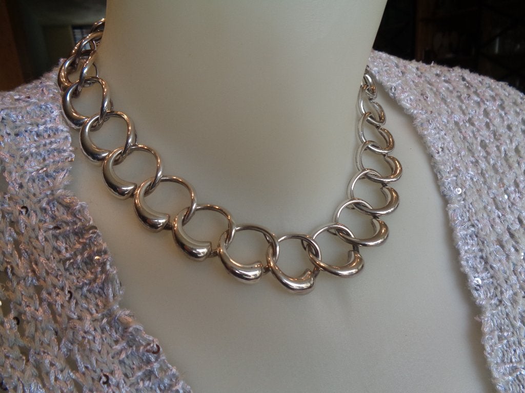 zilveren ketting met grote schakels [919], Verzenden, Zo goed als nieuw, Zilver, Zilver